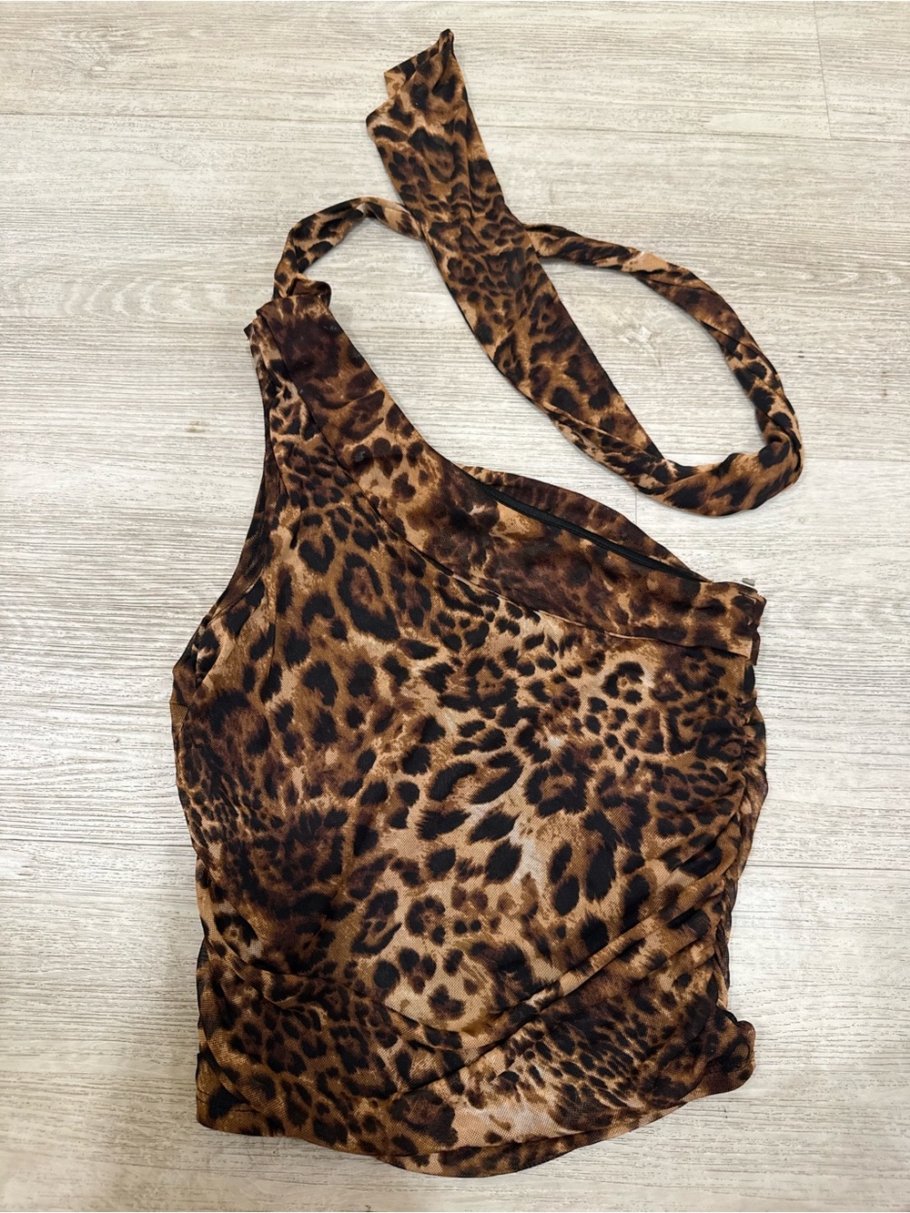 Chocolate USA Leopard Print One-Shoulder Halter Top - Picture 3 of 3